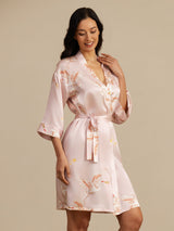 [Pink] SilkSilky-AU 3/4 Sleeve Women's Dressing Gown 007