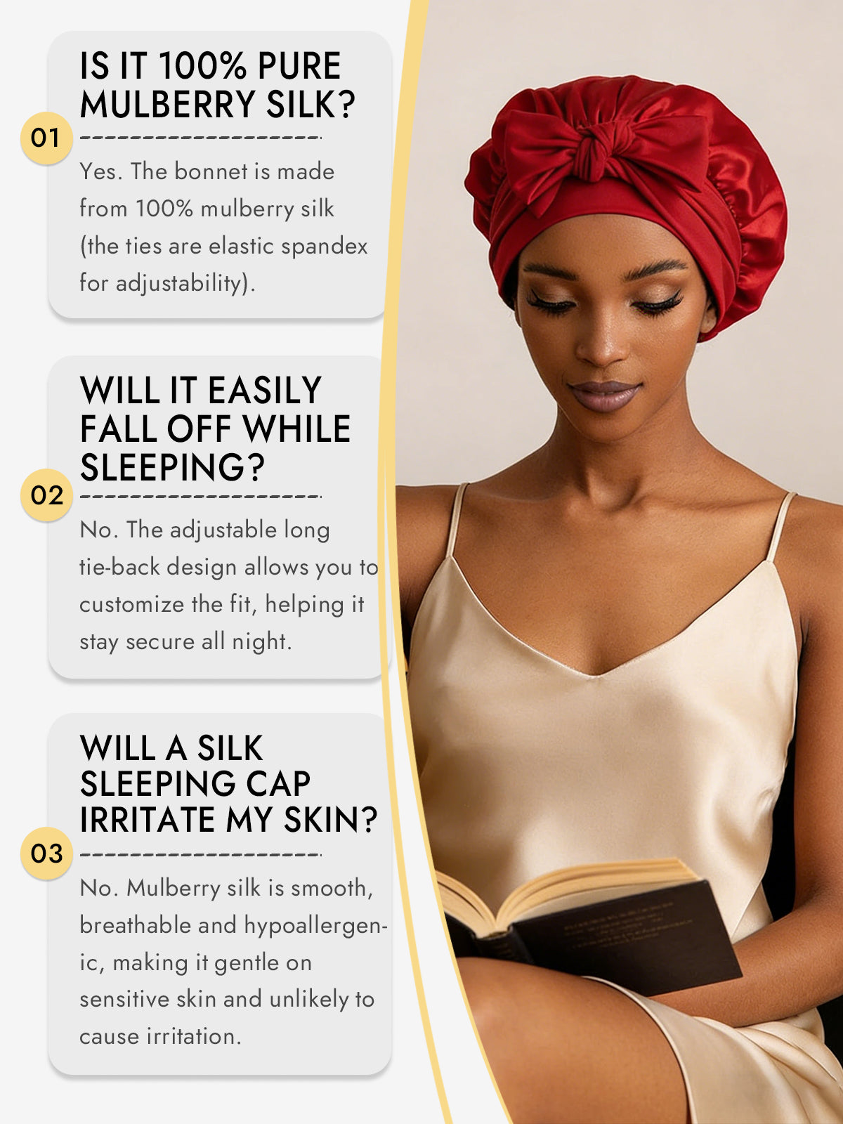 [Wine] SilkSilky-AU Pure Silk Sleep Cap 006