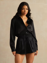 [Black] SilkSilky-AU 19Momme Stretch Silk Charmeuse Women's Shorts 005
