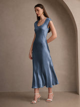 [Real Teal] SilkSilky-AU Cap Sleeve Dress 006