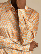 [Floral] SilkSilky-AU Long Sleeve Lapel Collar Women's Shirt 004