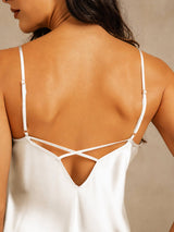 [White] SilkSilky-AU Sleeveless V Neck Nightgown 005