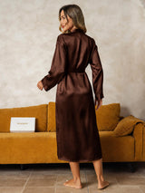 [Brown] SilkSilky-AU Long Sleeve Women's Dressing Gown 002