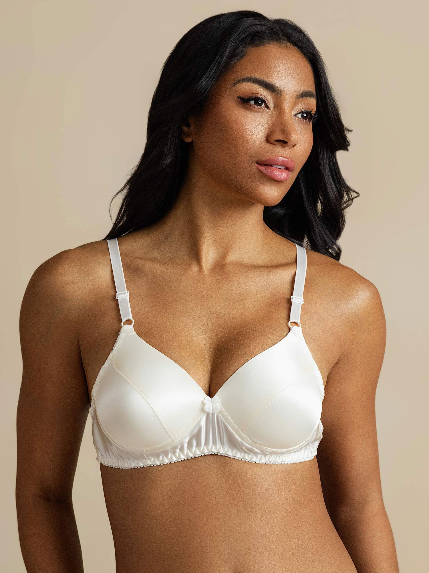 [White] SilkSilky-AU Pure Silk Bra 007,