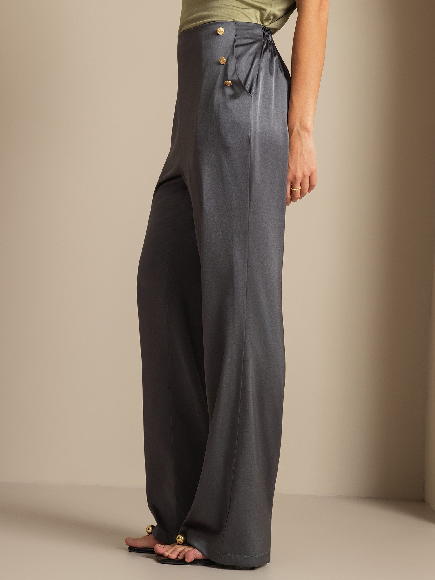 [Dark Gray] SilkSilky-AU 19Momme Silk Womens Pants 006,