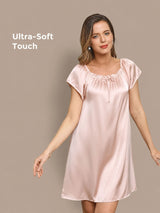 [Light Pink] SilkSilky-AU Cap Sleeve Square Neck Nightgown 001