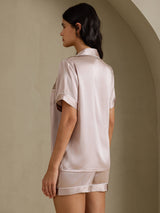 [Shadow Gray] SilkSilky-AU Short Sleeve Lapel Collar Women's Pyjamas 002