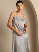 [Griffin Gray] SilkSilky-AU 19Momme Stretch Silk Charmeuse Spaghetti Strap Scoop Neck Camisole 001