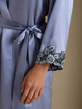 [Steel Blue] SilkSilky-AU 3/4 Sleeve Women's Dressing Gown 005