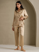 [Champagne Gold] SilkSilky-AU Long Sleeve Lapel Collar Women's Pyjamas 007