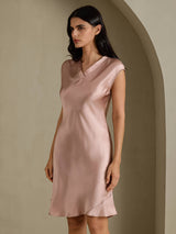 [Tuscany] SilkSilky-AU Cap Sleeve V Neck Nightgown 006