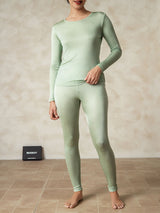 [Green] SilkSilky-AU Long Sleeve Round Neck Women's Long Johns 003