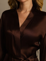 [Coffee] SilkSilky-AU 3/4 Sleeve Women's Dressing Gown 008