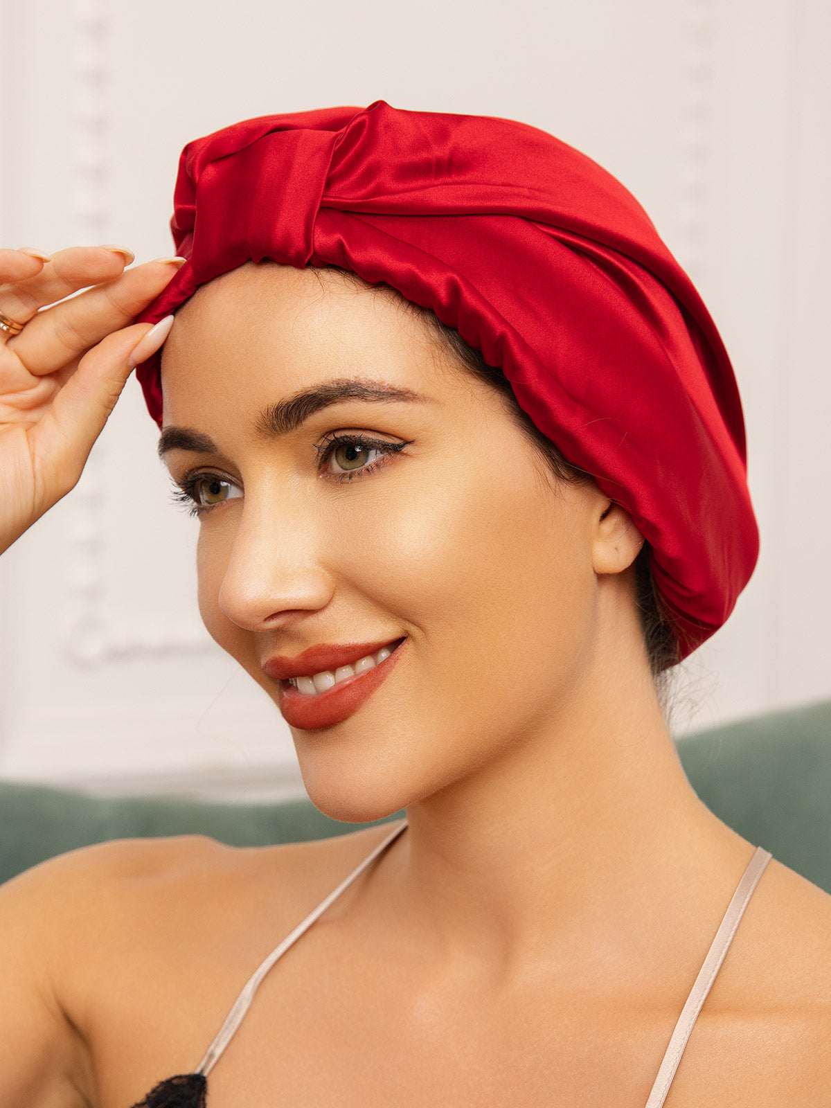 [Wine] SilkSilky-AU Pure Silk Sleep Cap 002
