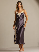 [Purple Gray] SilkSilky-AU Sleeveless V Neck Nightgown 008