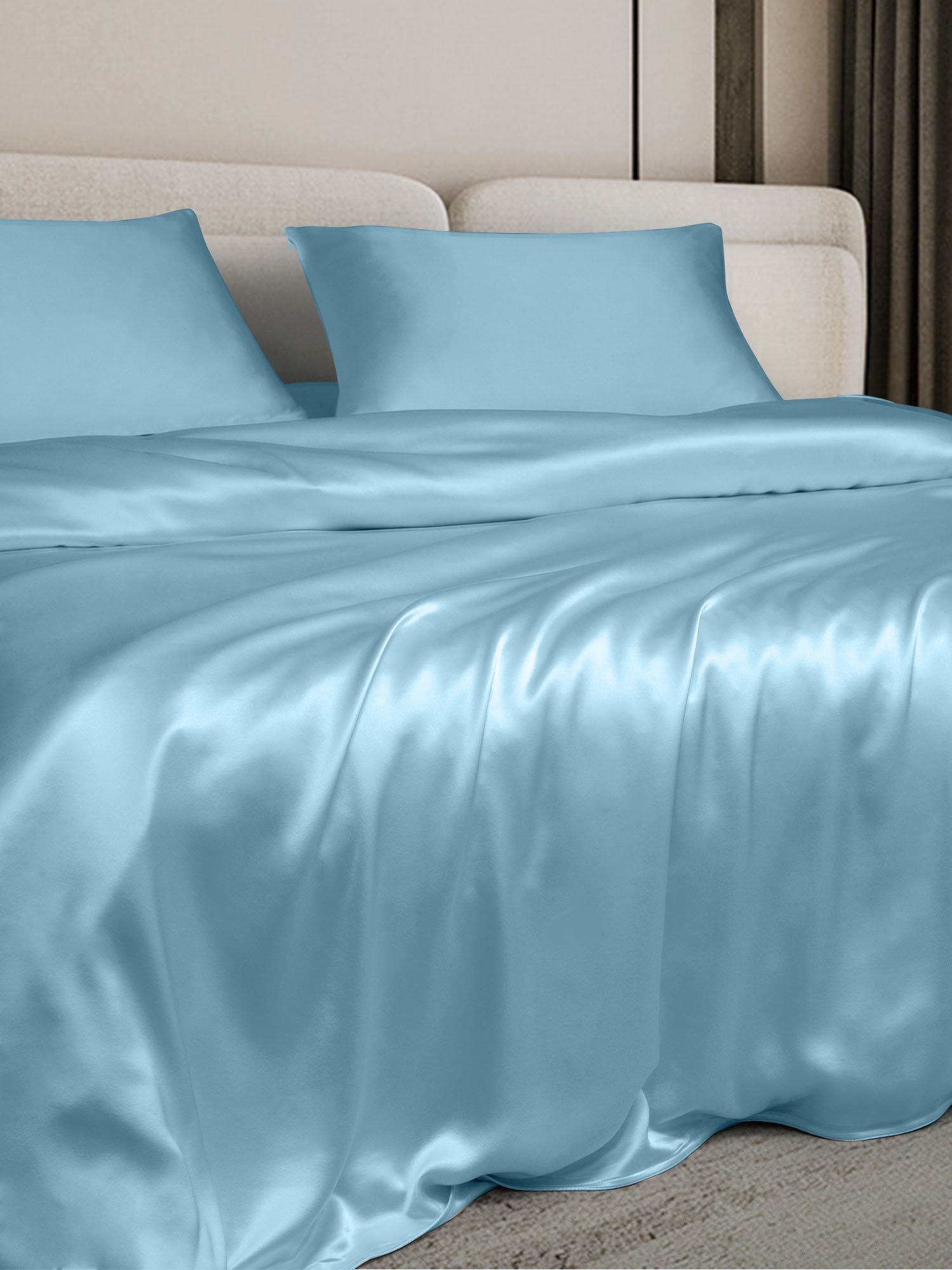 [Light Blue] SilkSilky-AU 19Momme Bedding Set 002