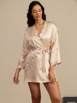 [Champagne] SilkSilky-AU 3/4 Sleeve Women's Dressing Gown 004