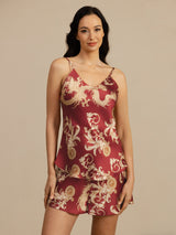 [Wine Dragon] SilkSilky-AU Spaghetti Strap V Neck Camisole Set 001