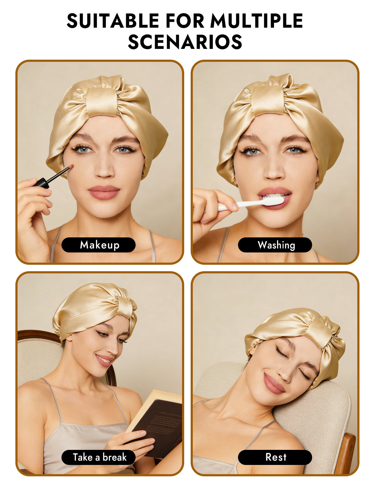 [Champagne] SilkSilky-AU Sleep Cap 006