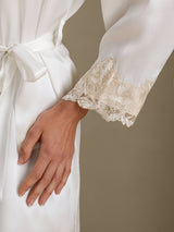 [White] SilkSilky-AU 3/4 Sleeve Women's Dressing Gown 005