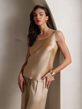 [Champagne] SilkSilky-AU Sleeveless Square Neck Camisole Set 008