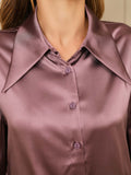 SilkSilky AU 19Momme Silk Long Sleeve Collar Women's Shirt PaleMauve 006