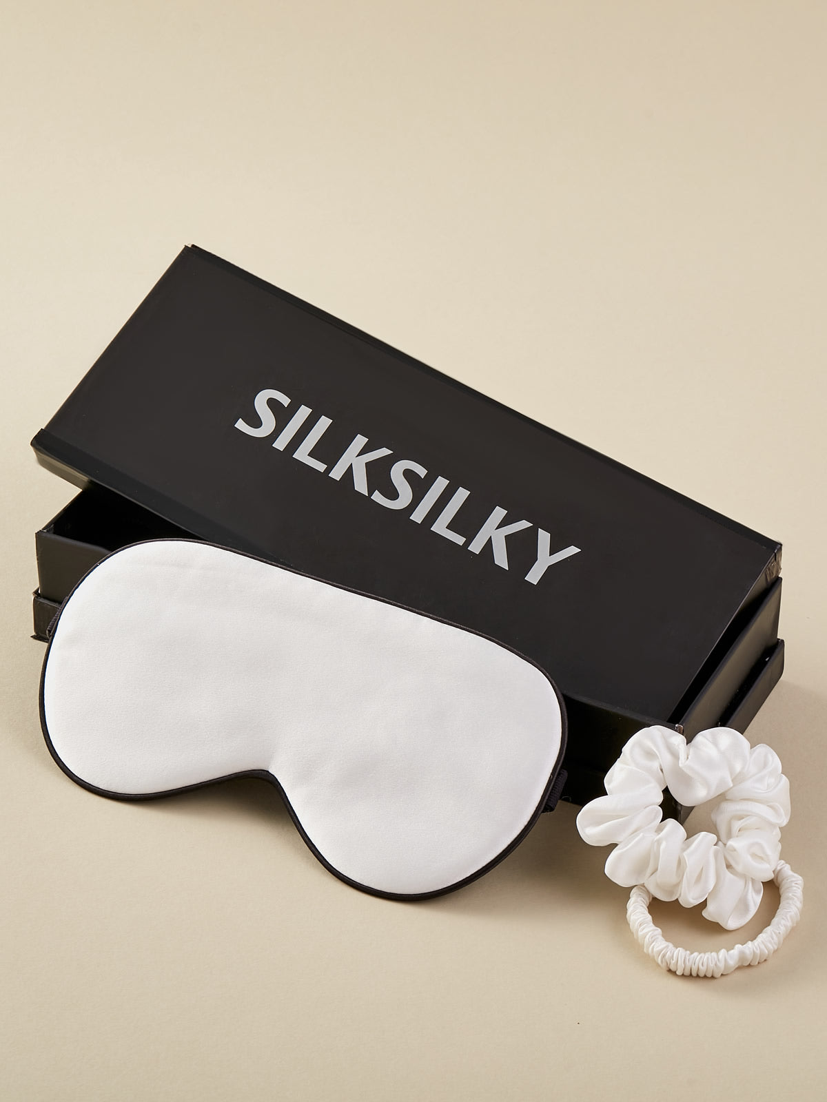 SilkSilky AU 19Momme Pure Silk Eye Mask White 001