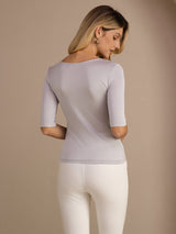 [Light Gray] SilkSilky-AU Half Sleeve Women's T-Shirt 002