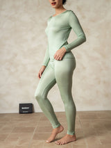 [Green] SilkSilky-AU Long Sleeve Round Neck Women's Long Johns 002