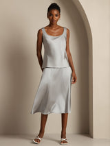 [Griffin Gray] SilkSilky-AU 19Momme Stretch Silk Charmeuse Sleeveless Scoop Neck Camisole 001