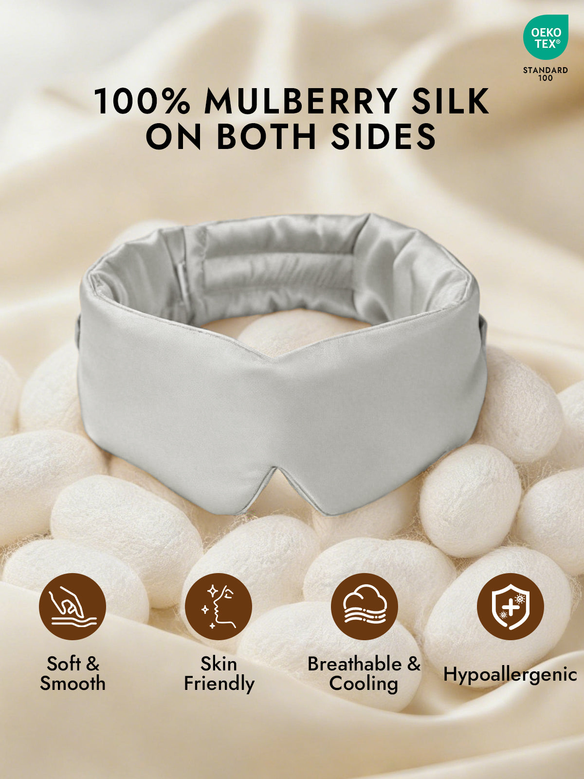 [Silver] SilkSilky-AU 19Momme Pure Silk Eye Mask 002