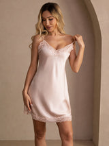 [Pink] SilkSilky-AU Sleeveless V Neck Nightgown 007