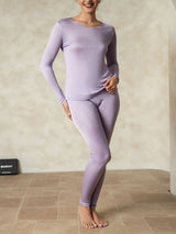 [Purple] SilkSilky-AU Long Sleeve Round Neck Women's Long Johns 003