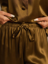[Brown] SilkSilky-AU Long Sleeve Lapel Collar Women's Pyjamas 007