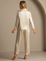 [Champagne] SilkSilky-AU Long Sleeve Lapel Collar Women's Pyjamas 002