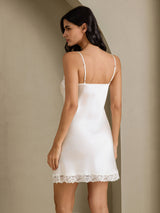 [White] SilkSilky-AU Sleeveless V Neck Nightgown 002
