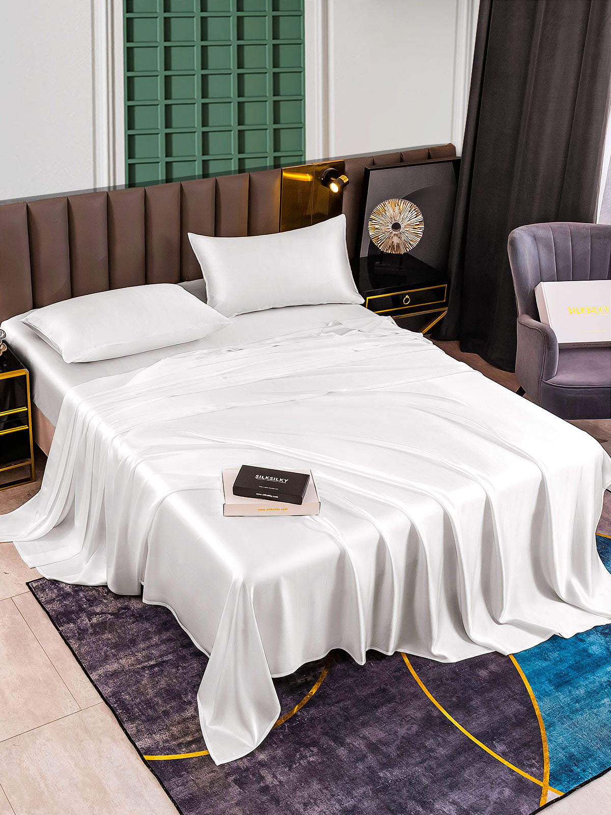 [White] SilkSilky-AU 25Momme Bedding Set 002