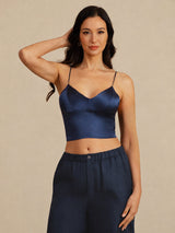 [Dark Blue] SilkSilky-AU Spaghetti Strap V Neck Camisole 001