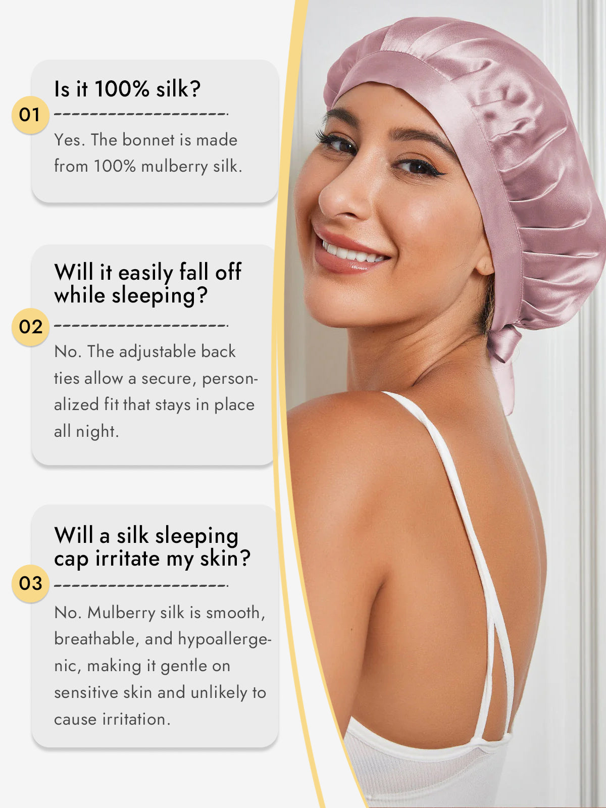 [Pale Mauve] SilkSilky-AU Pure Silk Sleep Cap 006