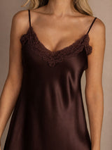 [Brown] SilkSilky-AU Sleeveless V Neck Nightgown 004