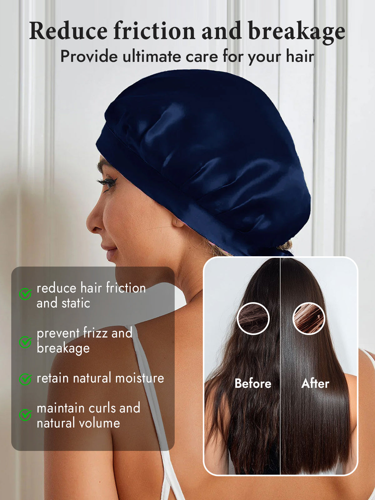 [Dark Blue] SilkSilky-AU Pure Silk Sleep Cap 004