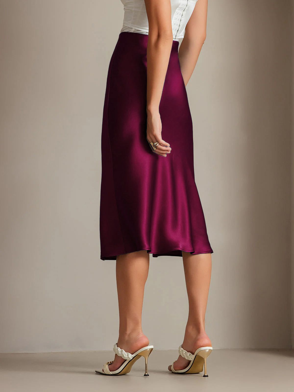 [Dark Red] SilkSilky-AU 19Momme Pure Silk Skirt 002,