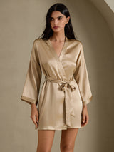 [Champagne Gold] SilkSilky-AU 3/4 Sleeve Women's Dressing Gown 001