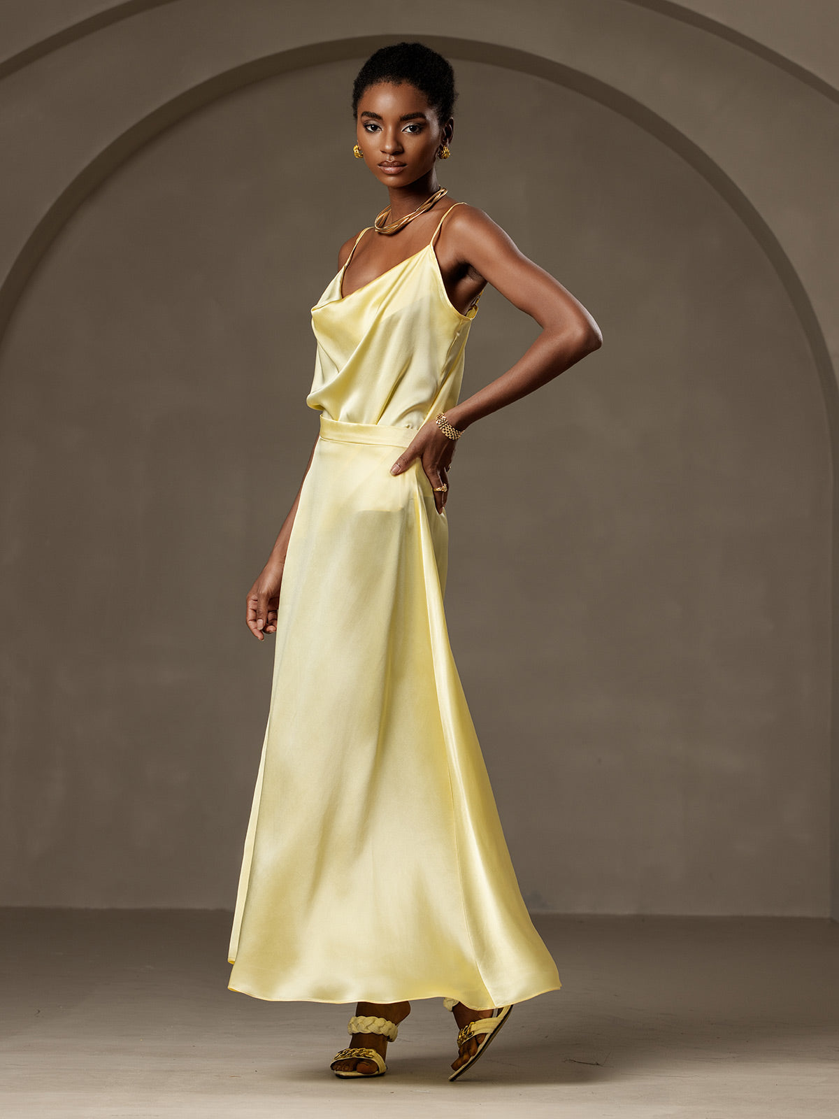 [Light Yellow] SilkSilky-AU 19Momme Silk Skirt 007