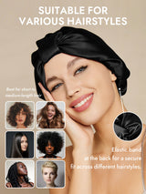 [Black] SilkSilky-AU Sleep Cap 005