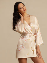 [Champagne] SilkSilky-AU 3/4 Sleeve Women's Dressing Gown 005