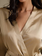 [Champagne Gold] SilkSilky-AU 3/4 Sleeve Women's Dressing Gown 004