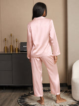 [Light Pink] SilkSilky-AU Long Sleeve Lapel Collar Women's Pyjamas 002