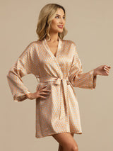 [Yellow Heart Geo] SilkSilky-AU Long Sleeve Women's Dressing Gown 001