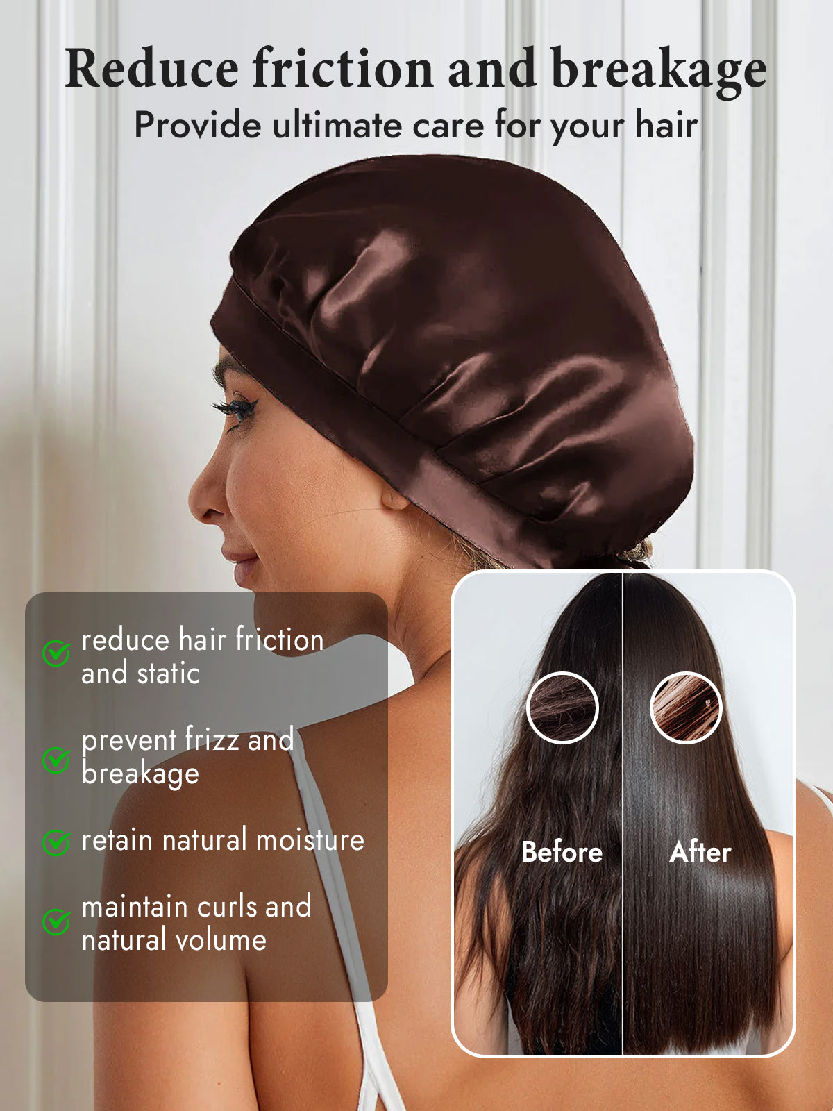 [Coffee] SilkSilky-AU Pure Silk Sleep Cap 004